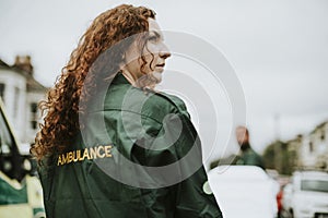 Portrait of female paramedic in uniform