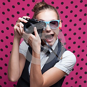 Portrait of female photographer