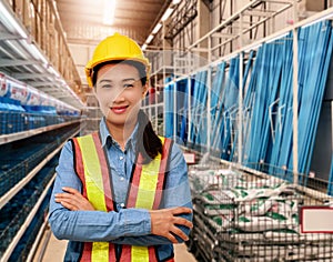 Portrait of Female staff warehouse operator