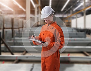 Portrait of Female staff warehouse operator