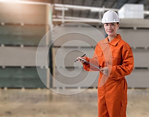 Portrait of Female staff warehouse operator