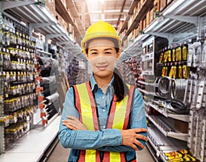 Portrait of Female staff warehouse operator