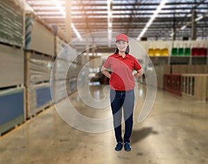 Portrait of Female staff warehouse operator