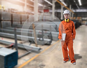 Portrait of Female staff warehouse operator