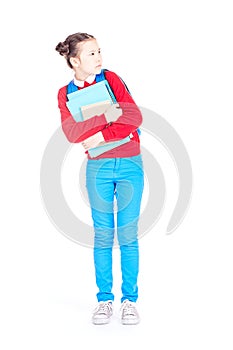 Girl with workbooks