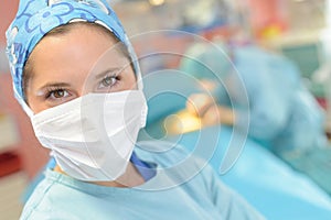 Portrait female surgeon wearing mask