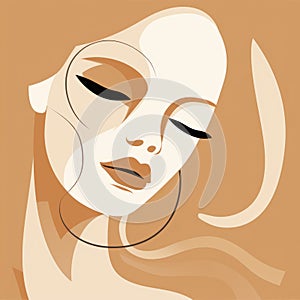 Beautiful Woman Art And Design: Abstract Illustration With Serene Faces photo