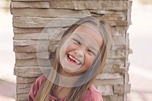 Portrait of fine little girl. happy child smiling