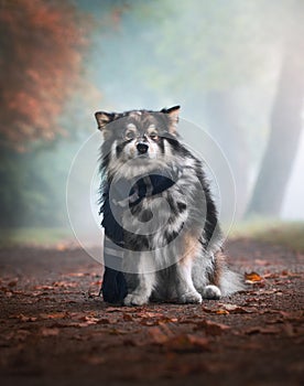 Portrait of Finnish Lapphund dog