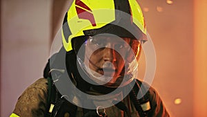 Portrait of the fireman in full uniform