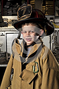 Portrait of a firemans son
