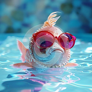 Portrait of fish relaxing in pool AI generated illustration