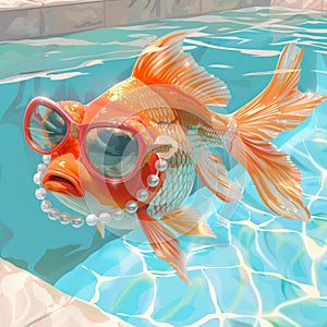 Portrait of fish relaxing in pool AI generated illustration