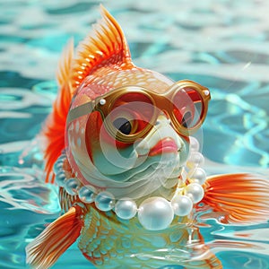 Portrait of fish relaxing in pool AI generated illustration