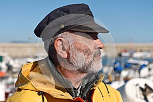 Portrait of a fisherman in the harbor