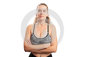 Portrait of fit sportive woman wearing fitness clothing