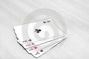 Portrait of four aces poker play card