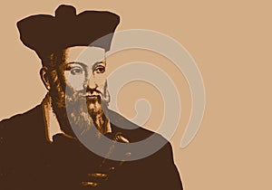 Portrait of the French astrologer and author, Nostradamus.