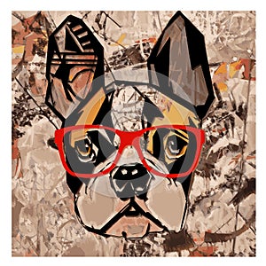 Portrait of french bulldog wearing sunglasses