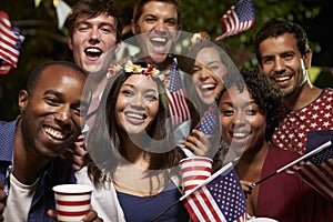 Portrait Of Friends At 4th Of July Holiday Backyard Party