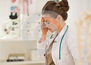 Portrait of frustrated medical doctor woman