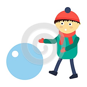 Portrait fun happy boy young expression cute teenager play winter games character vector illustration.