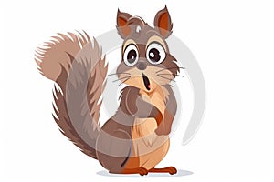 Portrait of a funny very surprised squirrel. AI generated