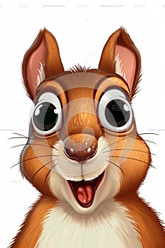 Portrait of a funny very surprised squirrel. AI generated