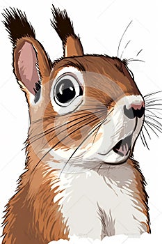 Portrait of a funny very surprised squirrel. AI generated