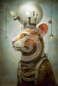 Portrait of a futuristic steampunk animal.