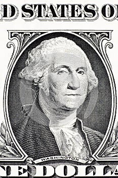 Portrait of George Washington on one dollar banknote