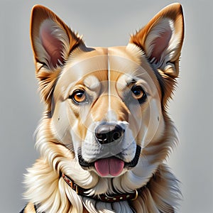 Portrait of a German Shepherd dog,  Isolated on gray background