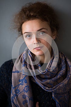 Portrait ginger hair girl Tired