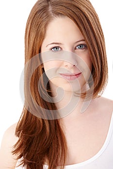 Portrait of gingerish teenage girl smiling