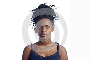 Portrait of a girl african teen on white background