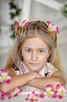 Portrait of girl in asian style dress