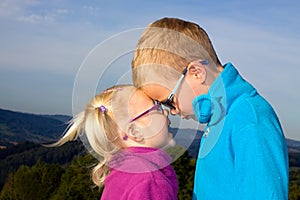 Portrait of girl and boy sibling