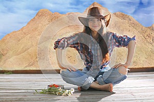 portrait of a girl in a cowboy style