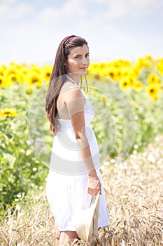 Portrait of a girl in cropland