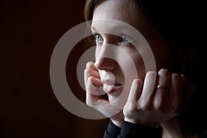 Portrait of the girl in a dark tonality photo