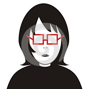 Portrait, girl and eyeglasses, vector icon, symbol