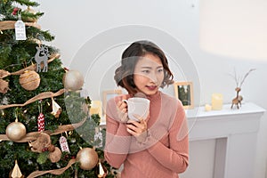 Portrait of a girl. Girl smiling. Girl celebrates Christmas