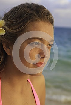 Portrait of a girl on a hawaii beach