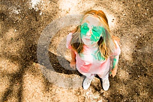 Portrait of a girl for Indian festival of colors Holi