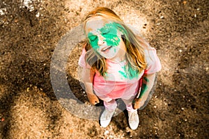 Portrait of a girl for Indian festival of colors Holi