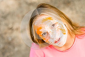 Portrait of a girl for Indian festival of colors Holi