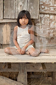 Portrait girl of Laos in poverty