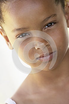 Portrait Of Girl Looking Angry