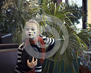 Portrait of the girl mime actor