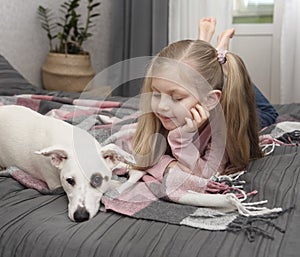 Portrait girl with pet